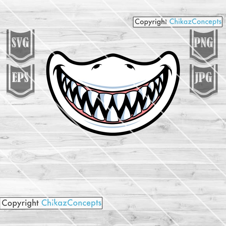 Download Sharp Shark Teeth Svg File Shark Teeth Svg Shark Mouth | Etsy
