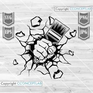 Painting svg | Smash Wall Painter Svg file | Painter Svg | Painting Svg | Painter Shirt | Paint Brush Svg | Smash Fist Svg | Painter Life