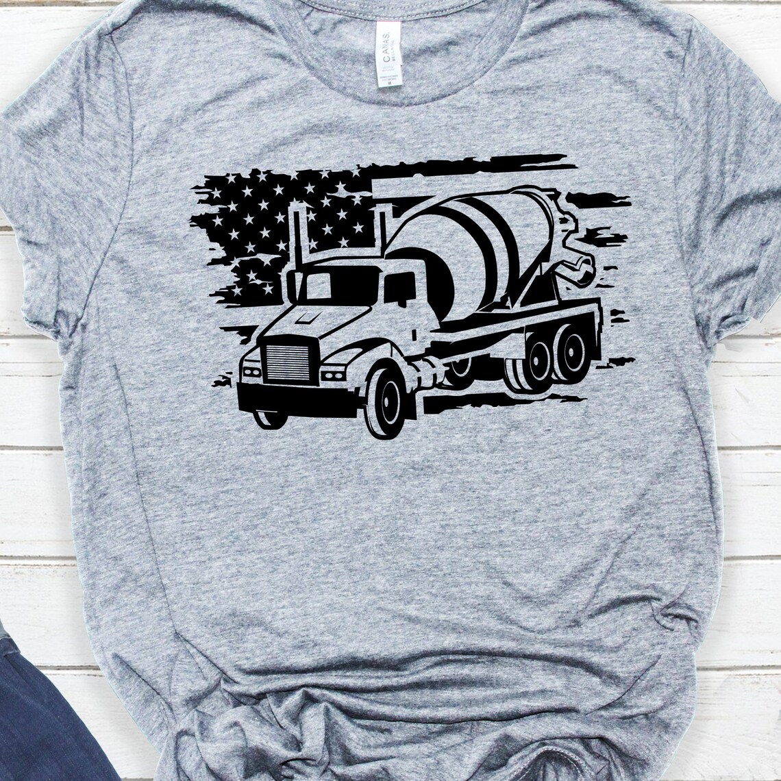Download US Flag Concrete Mixer Truck Svg File US Trucker svg US | Etsy
