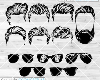90% OFF 7 Man HairStyles and Glasses || Hair Stylist Svg | Eye Glasses svg | Men Hair Svg | Bundle Hair style svg  | Hair cut Svg | Hair svg