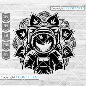 Astronaut Mandala svg | Rauchende Weed Clipart | Rauchen Joint dxf | Cannabis Schnittdatei | Marihuana png | 420 Kush Life Shirt| Hoch Rasta Astro