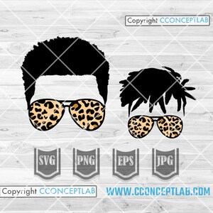 Afro Dad Life Kid Life svg | Black Daddy Clipart | Leopard Papa Shirt png | DadLife KidLife Cutfile | Vaderdag Cadeau Idee Stencil | Zoon