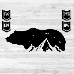 Bear Outdoor svg | Wild Animal Clipart | Adventure Awaits dxf | Camp Life Cutfile | Camping Stencil | Mountaineer Clipart | Camper Shirt png