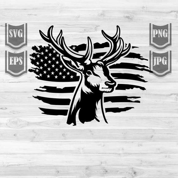Download Deer Head Disstressed US Flag Svg File US Deer Hunting Svg ...