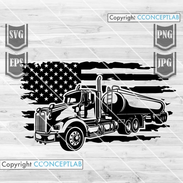 US Tanker Truck || Svg File || US Truck Svg || US Tank Truck Svg || Tank Truck Cut Files || Truck Svg || Tank Truck Clipart | Tank Truck Png