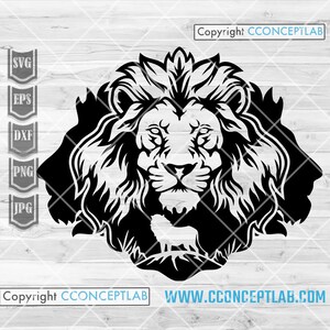 ライオンヘッド svg | 野生動物のクリップアート | 動物の王 dxf | 大きな猫のステンシル | 咆哮のカットファイル | ライオンシャツ png | サファリ動物 jpeg | 動物園の飼育係のギフト