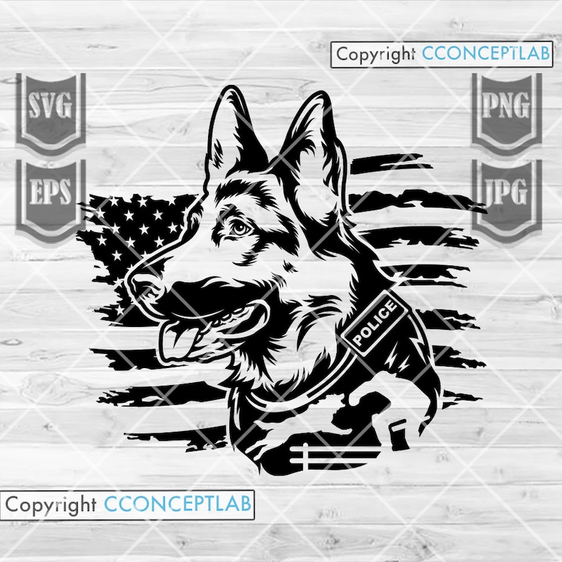 US Police Dog Scene Svg German Shepherd Png Dog Lover - Etsy