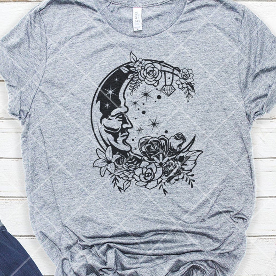 Moonshine and Floral Svg Moon Svg Floral Moon Svg Etsy