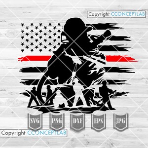 US Firefighter Scene svg | Fireman Dad Shirt Gift Idea png | Fire Depot Cut File | 911 Rescue dxf | Fire Fighter Clipart | Red Thin Line svg