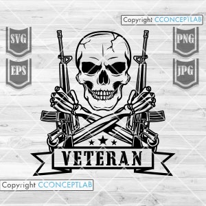 Veteran Skull svg | US Army Cutfile | Soldier Dad Clipart | 4th of July Shirt png | Patriotic Marine Navy dxf | Military Stencil | Air Force
