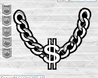 Ketting ketting dollar svg | USD Rich kindershirt, png | Coole kinderafbeeldingen | Amerikaanse dollarketting dxf | Monogram sieradenwinkel | Rich & Famous Cut-bestand