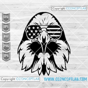 US Patriotic Eagle svg | American Big Bird Clipart | USA Sunglasses Cutfile | Bald Flying Animal Stencil | Military 4th of July Shirt png