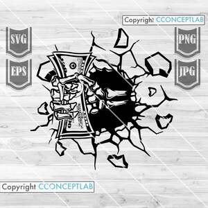 Smash Wall Money Svg || Dollar Svg || Money Svg || hand holding Money Svg || 100 Dollar Svg || Money Cut Files || Smash wall Dollar Svg File