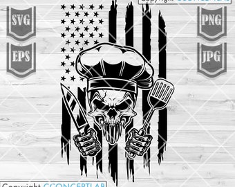 US Chef Skull svg | Chef Skull Clipart | Chef Skull Cutfile | US Chef Skull png | Head Chef svg | Cooking svg | US Chef Shirt svg | Chef dxf