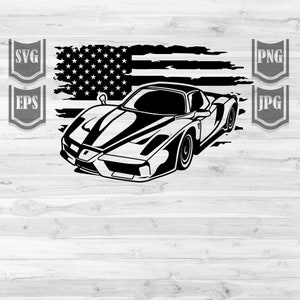 US Sports Car svg | Luxury Automobile Clipart | USA Car Sticker png | Muscle Car Cutfile | Racer Dad Gift Idea | High Speed Racing Vehicle