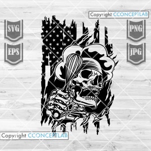 US Skull Chef svg | Chef Skull svg | Chef Clipart | Chef Cutfile | US Chef png | Chef Dad svg | Cook svg | Grill Master svg| Master Chef svg