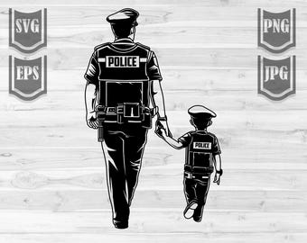 Police svg | Like Father and Like Son Clipart | Policeman dxf | Police Dad Cutfile | Father's Day Gift Idea | Cops Stencil | Police Officer