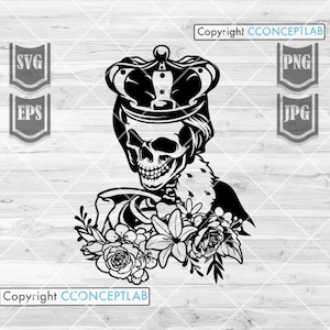 Rei Crânio svg | Rei Clipart | Arquivo de corte do rei | Rei das Cartas svg | Rei Camisa svg | Crânio SVG | Crânio Clipart | Arquivos de corte de crânio | Cartões SVG