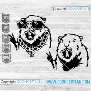 Beaver Swag svg | Cute Party Animal Clipart | Hippie Woodland Stencil | Hipster Cutfile | Gangster Rave Shirt png | Cool Safari Zoo Crew dxf