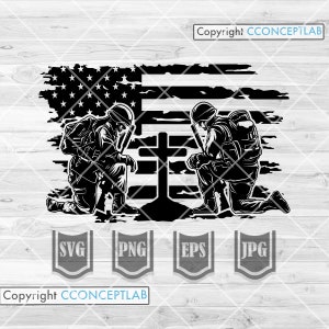 US Soldier Kneeling on the Cross svg | US Military | US Veteran svg | Soldier svg | Military Clipart | Military Cutfile | Veteran Shirt png