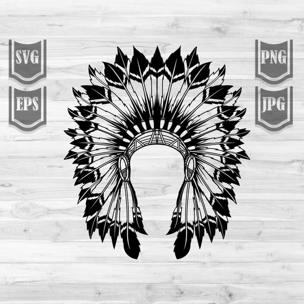 Native American Headdress Svg || Cut Files || Clipart || American Headdress || Headdress Svg || Headdress Clipart