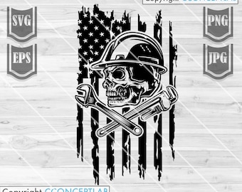 Patriotic Plumber Skull Svg ||  Skull Svg || Plumber Skull Svg || Plumbing Shirt || US Plumber Svg || US Plumming Svg || Plumbing Repair Svg