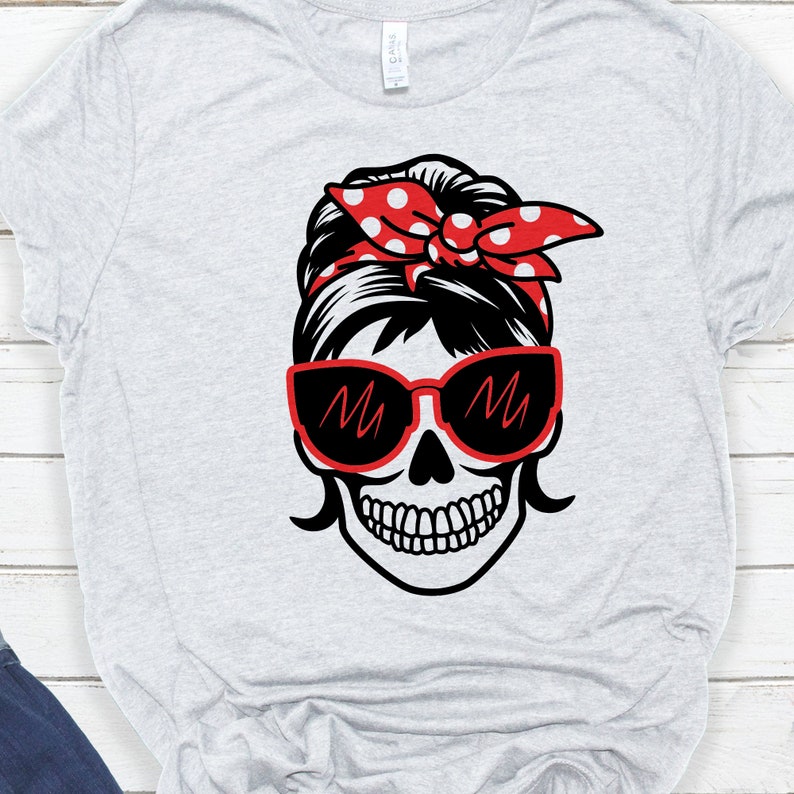 Download Woman Skull with Headband Svg Files Skull Bun Hair Svg | Etsy