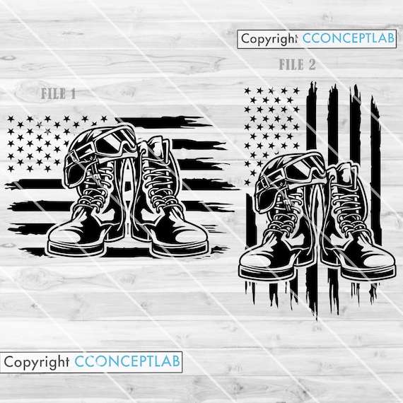 US Patriotic Svg File || Combat Boots Svg || Military Svg || Army Svg || Patriotic Svg || Veteran Svg || US Veteran Svg || Distress USA Flag