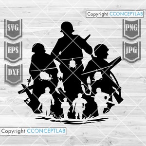 Military Scene svg | Combat War Zone Cut File | Veteran Shirt Gift Idea png | Soldier Dad Cut File | US Army dxf | Marine Air Force Stencil