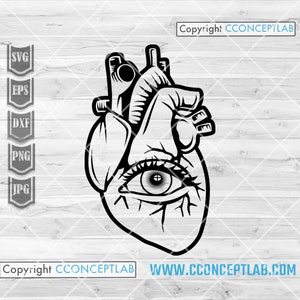 ハート svg | ハートの目のクリップアート | 内臓のカットファイル | 人間の臓器のステンシル | カップルのシャツ png | 恋人へのギフトのアイデア jpeg | 医療チーム dxf