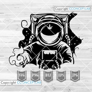 Astronaut Rauchender Weed svg | Rasta Astro Clipart | Hoher Weltraum dxf | Cannabis Schnittdatei | Marihuana Schablone| Dope 420 Weed Kush Life jpg
