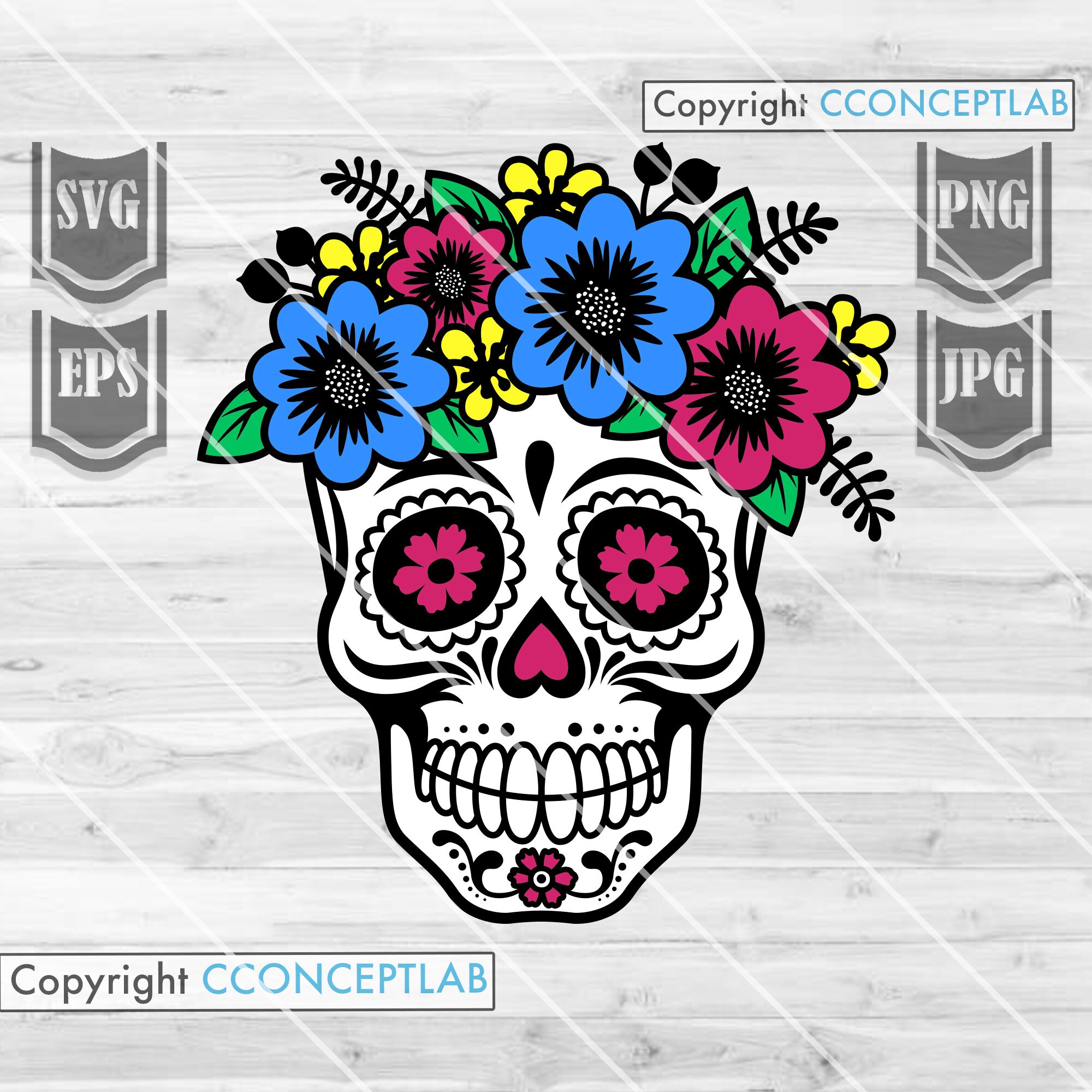 Download Floral Sugar Skull Svg File