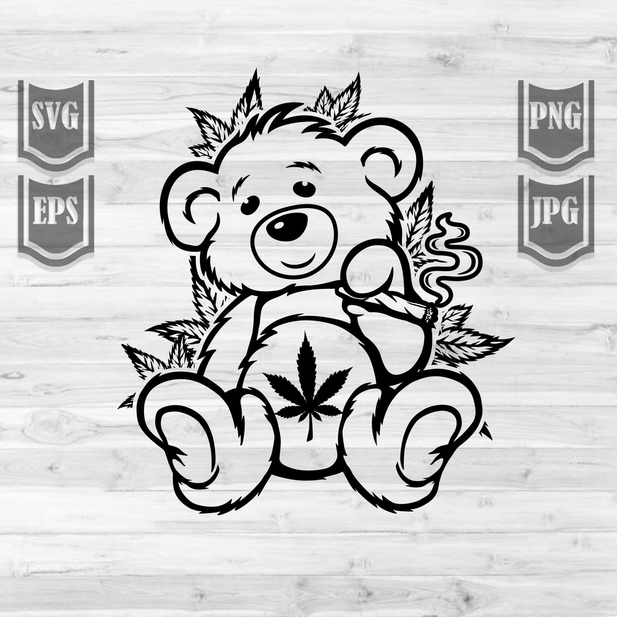Teddy Bear Smoking Joint || Svg File || Stoned Bear Svg