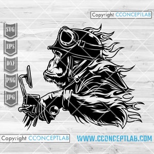 Biker Affe svg | Big Bike Kundgebung Shirt png | Süßes Tier Schablone | Motorrad Papa Geschenk Idee dxf | Gorilla Reiter Clipart | Wild Monkey Cutdatei