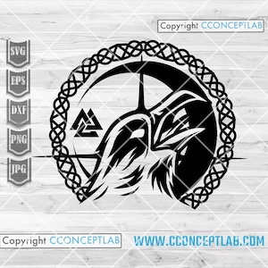 Viking Raven svg | Crow Clipart | Death Bird Stencil | Valhalla Cutfile | Warrior dxf | Ancient Animal Spirit Shirt png | Norse Mythology