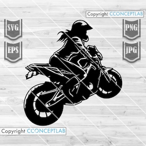 Sports Biker Girl Svg File | Biker Shirt svg | Sports Bike Clipart | Girl Rider Cut File | Biker Mom Cut File | Motor Cross Stencil and DXF