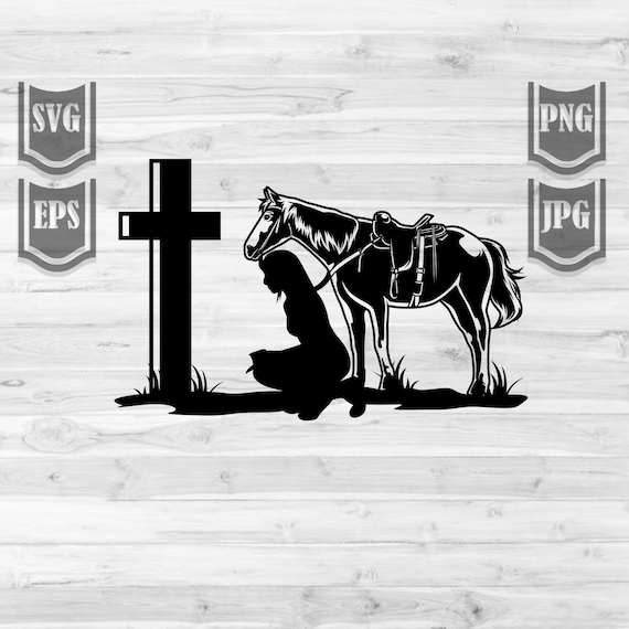 Download Horse Girl Kneeling In The Cross Svg File Kneeling Cowgirl Etsy PSD Mockup Templates