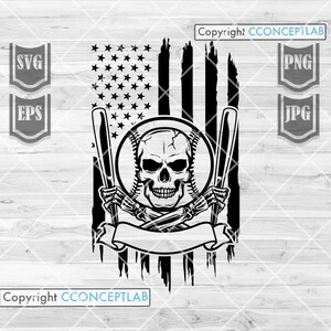 US Baseball Skull svg | Baseball Shirt svg | Baseball Clipart | Baseball Cutfile | US Baseball png | Baseball Dad svg | Baseball Mom svg