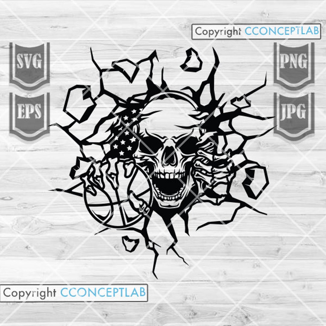 Smashing Wall Skull Basketball Svg Basketball Svg Smashing Wall Svg