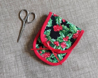 Red Embroidery Scissors Case - Scissors Holder - Christmas Scissors Keeper - Protective Scissor Pouch - Protective Shear Case - Sew Storage