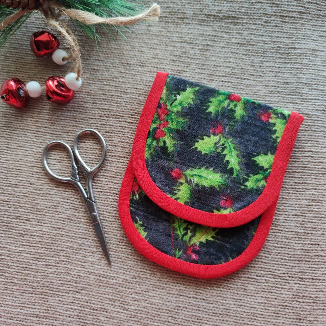 Scissors Case With Button Scissors Fabric Storage Blue Scissors Holder