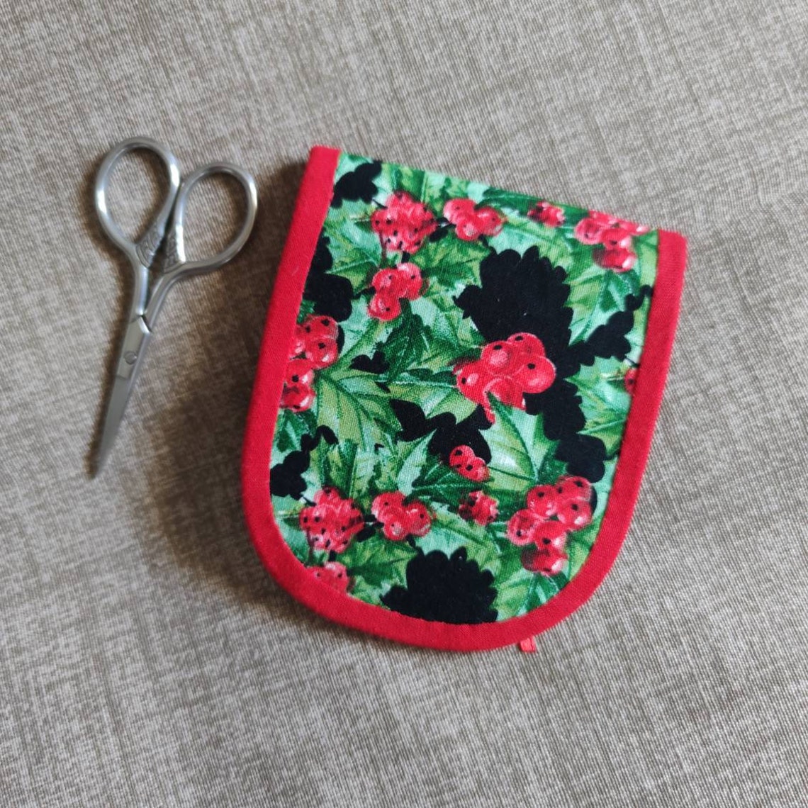 Red Embroidery Scissors Case Scissors Holder Christmas Etsy