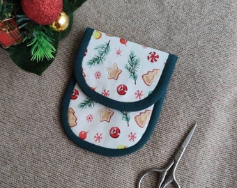 Christmas Scissors Case - Holiday Scissors Storage - Scissors Holder - Trip Scissor Pouch -Protective Shear Case -Cross stitch scissors case