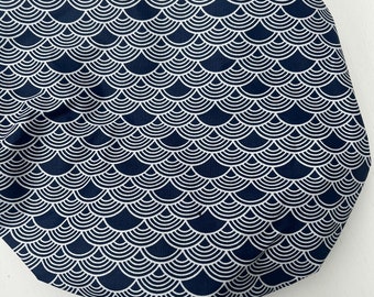 Shower cap, Bath Charlotte, navy blue, in soft coated cotton fabric, children and adults