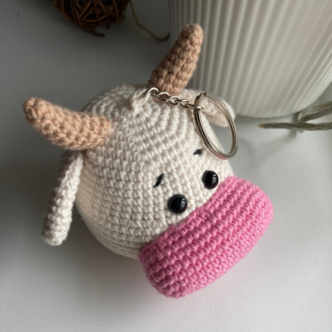 Crochet bull keychain ox keychain cow keychain cow toy Etsy
