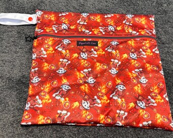 Red rescue dog Wetbag - Swimming, daycare, wet clothes, beach, MCNs, beach period underwear.