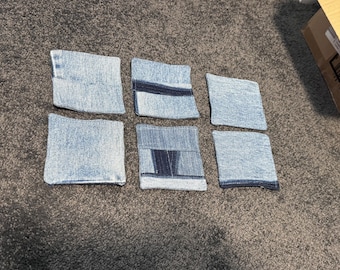 Set of coasters, up-cycled repurposed denim jeans.