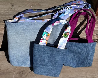Upcycled Denim Tote Bag, Handmade Kids/Teen Gift