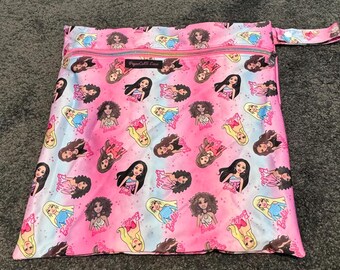 Pink doll Wetbag - Swimming, daycare, wet clothes, beach, MCNs, beach period underwear.