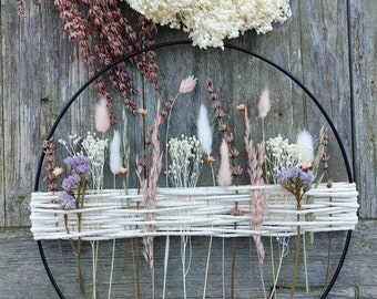 L'anello bianco o nero con fiori secchi (prato fiorito) è l'attuale tendenza decorativa!!! Ghirlanda di fiori secchi, cerchio di fiori, decorazione estiva